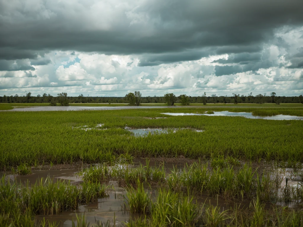 Swamp Deserted Mud Cloudy