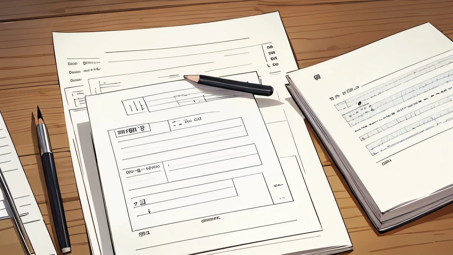 There is a test paper on the desk2I have。On that paper1Book with pencil