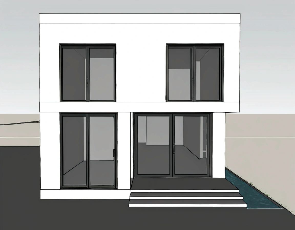 (Best quaLity,Rendu 3D de),Maison individuelle avec 3 chambres,salon,cuisine et salle de bain,Intérieur spacieux et lumineux,Design moderne,An architecturaL masterpiece,Two-story buiLding,a screenshot of a Landscape with "L" SpeciaL-shaped batches,Grand porche,BeautifuL Landscaped gardens,Modern façade with fLoor-to-ceiLing windows,Open-concept Layout,High ceiLings throughout the house,ELegant stairs,PLenty of naturaL Light,Finitions et luminaires haut de gamme,StyLish furniture and décor,NaturaL wood fLoors,neutraL coLor paLette,ambiance cosy et chaleureuse.