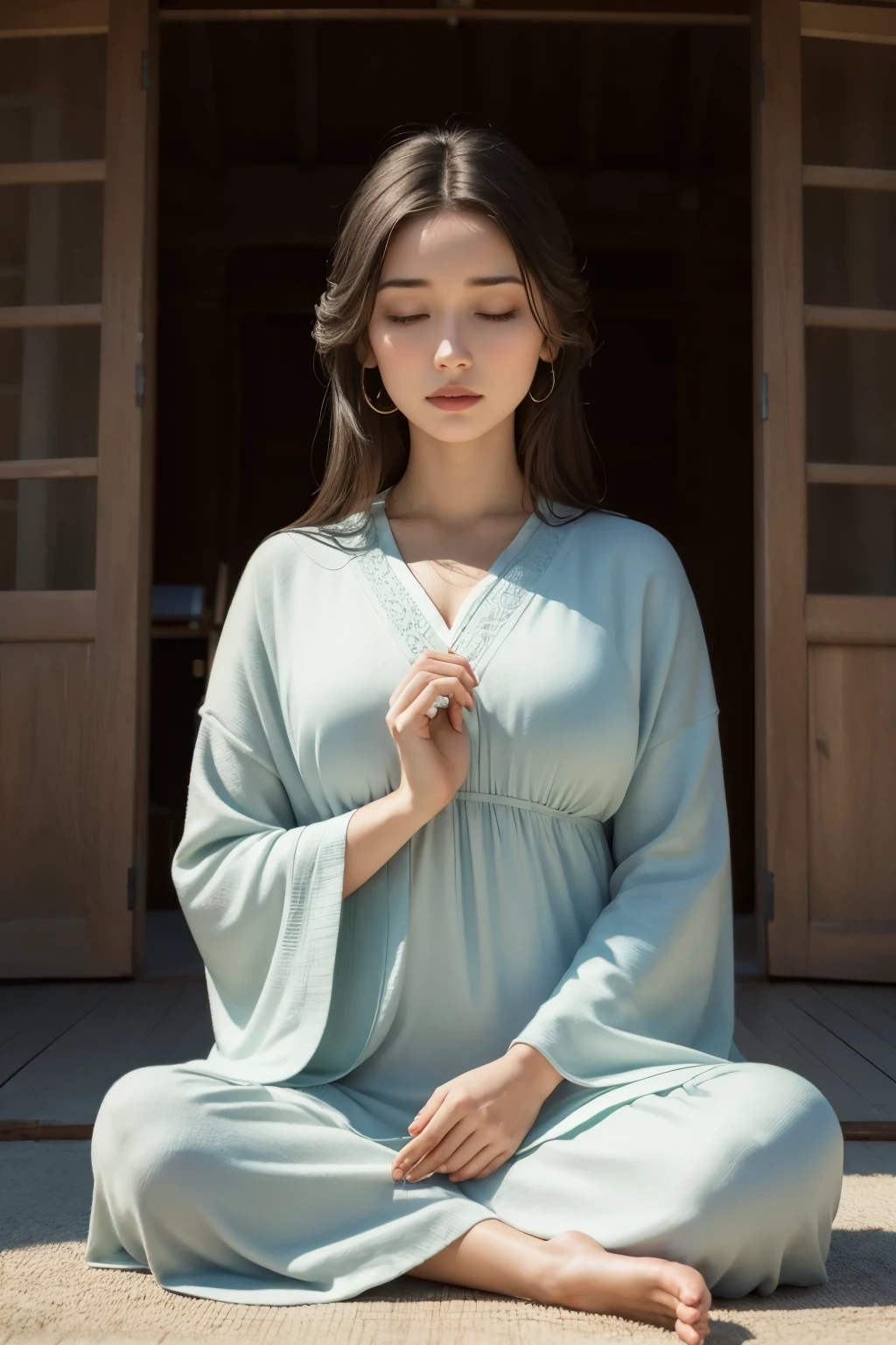 ((best qualityer)), ((work of art)), (detailded), woman meditating
