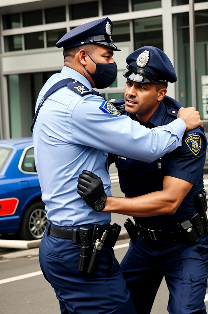 policeman fight using tbaton