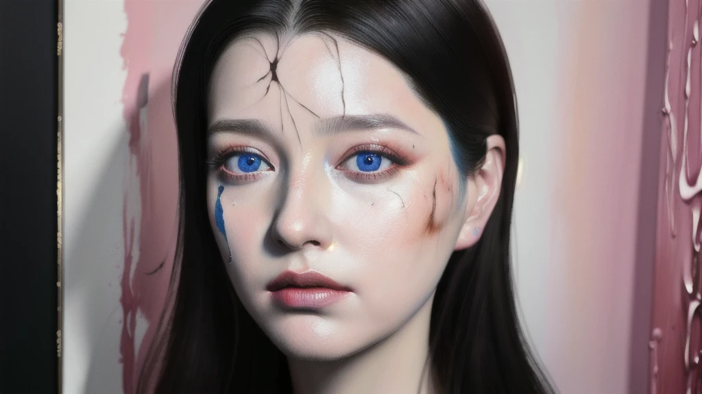 Android Beauty, Powerful paintings inspired by Francis Bacon, Ultra-realistic surrealism, Hyperrealism, fear, art, hyper real painting, Realistic illustration painting, カラフルなHyperrealism, Hyper-realistic digital art