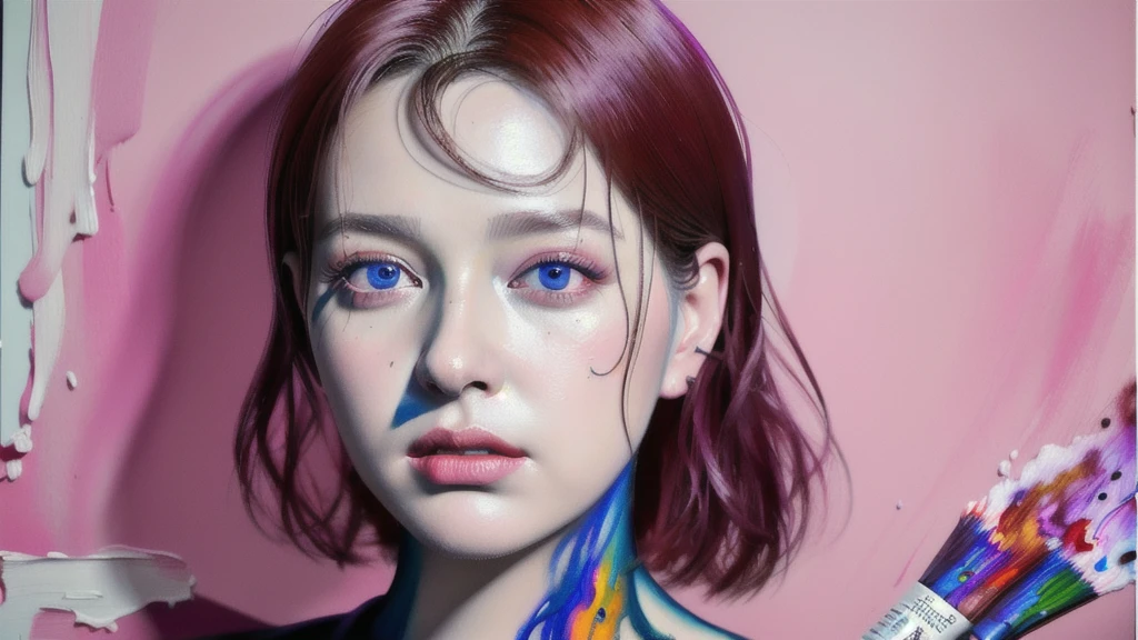 Android Beauty, Powerful paintings inspired by Francis Bacon, Ultra-realistic surrealism, Hyperrealism, fear, art, hyper real painting, Realistic illustration painting, カラフルなHyperrealism, Hyper-realistic digital art