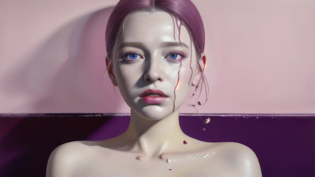 Android Beauty, Powerful paintings inspired by Francis Bacon, Ultra-realistic surrealism, Hyperrealism, fear, art, hyper real painting, Realistic illustration painting, カラフルなHyperrealism, Hyper-realistic digital art