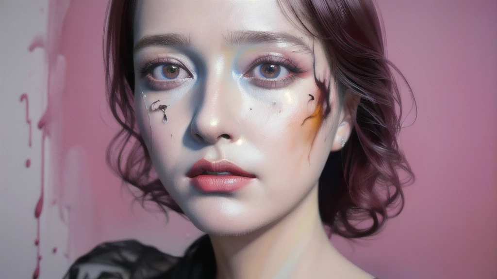 Android Beauty, Powerful paintings inspired by Francis Bacon, Ultra-realistic surrealism, Hyperrealism, fear, art, hyper real painting, Realistic illustration painting, カラフルなHyperrealism, Hyper-realistic digital art