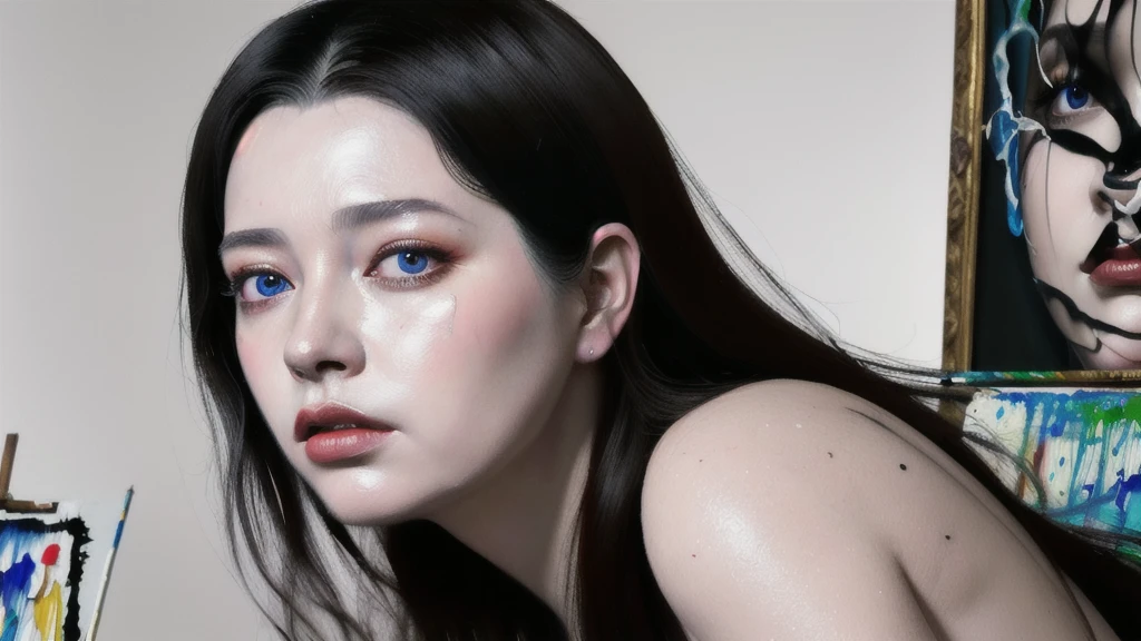 Android Beauty, Powerful paintings inspired by Francis Bacon, Ultra-realistic surrealism, Hyperrealism, fear, art, hyper real painting, Realistic illustration painting, カラフルなHyperrealism, Hyper-realistic digital art