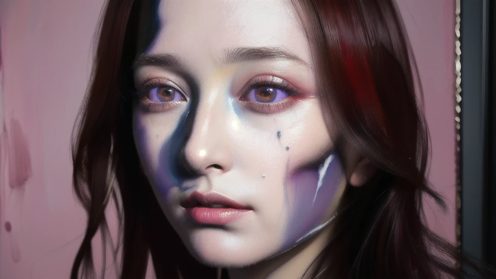 Android Beauty, Powerful paintings inspired by Francis Bacon, Ultra-realistic surrealism, Hyperrealism, fear, art, hyper real painting, Realistic illustration painting, カラフルなHyperrealism, Hyper-realistic digital art