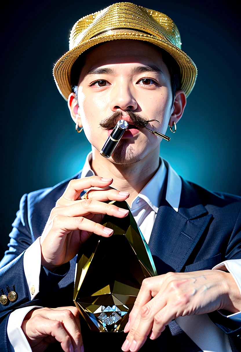 Cute puppy、Bitcoin、Cryptocurrency、rich、sunglasses、hat、hatのロゴに「D」It says in large letters:、Dynamic Jumps、Real、photograph、8K、cigar(((Too big diamond 1:9)))、Riding on a big diamond、Gold bars covering the entire wall、Jewels overflowing from a treasure chest(((D mark)))