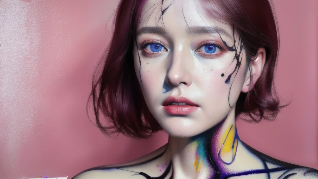 Android Beauty, Powerful paintings inspired by Francis Bacon, Ultra-realistic surrealism, Hyperrealism, fear, art, hyper real painting, Realistic illustration painting, カラフルなHyperrealism, Hyper-realistic digital art