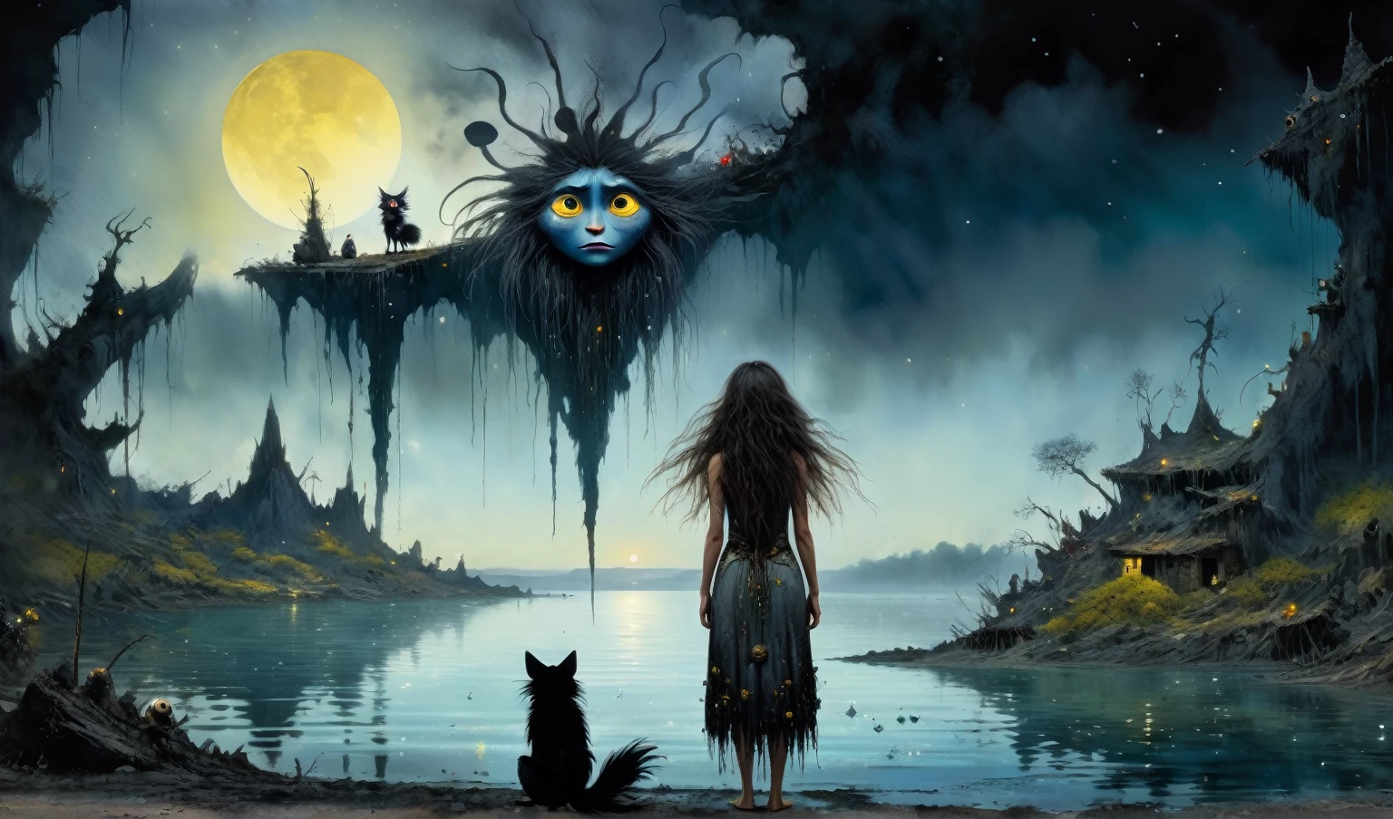 goddess of nature,moana,golden black make up,longhair,folk dress,freckles,pretty face,eyebrow up,full body shot,ominous landscape,glate gray atmosphere,Simon Stalenhag,Nicola Samori,Wangechi Mutu,prime colors,Lisa Frank, ,urban,extremely detailed, [night landscape],masterpiece,intricate details,faded,eyes extremely detailed, high detailed eyes,16k resolution,RAW, Nikon Z9,city on background,chinesse,pixie,sea,RAW,Retina,full body length,Obsidian Chalsedoon Nightcrawler,ominous landscape, niobium Obsidian atmosphere,dangerous atmosphere,intricate details,realistic humid skin,extremely intricate details,Epic Realistic, cinematic style,film grain,dramatic light,anatomically correct,faded,eyes extremely detailed, high detailed eyes,UHD,Retina,HDR,CinematicTechnicolor,natural skin textures, hyper realism, hyper detailed,High contrast,Realism,Ultra Detailed,irina yermolova,close full body shot, masterpiece,faded,8k resolution,RAW, Nikon Z9,MIk Kil Cenote of Yucatan of Mexico,belly,pixar movie still, pixar movie screenshot, frame from pixar movie, animated movie still, still from the pixar ,disney,HBO