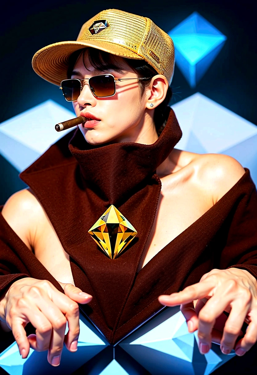 Cute puppy、Bitcoin、Cryptocurrency、rich、sunglasses、hat、hatのロゴに「D」It says in large letters:、Dynamic Jumps、Real、photograph、8K、cigar(((Too big diamond 1:9)))、Riding on a big diamond、Gold bars covering the entire wall、Jewels overflowing from a treasure chest(((D mark)))