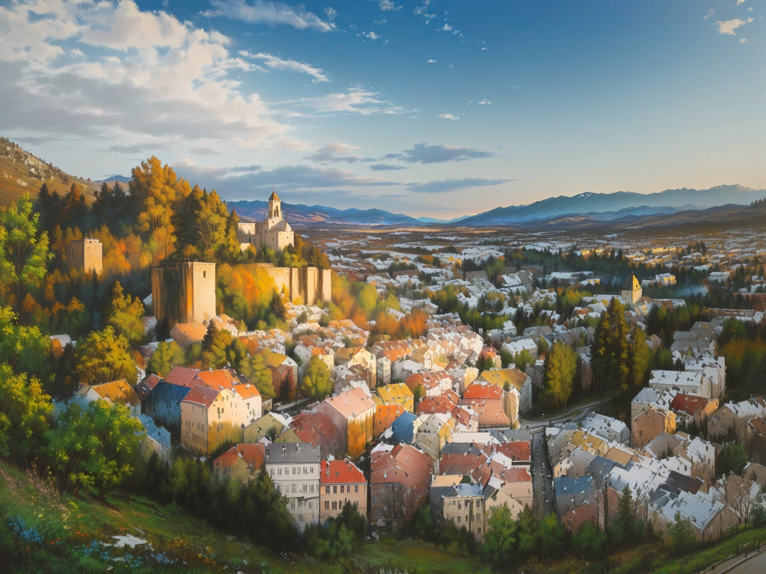 COLOR WITH FOUR COLORS IN PASTEL TONES, MAKE A MIX BETWEEN WATERCOLOR AND OIL PAINTING, WITH A THICK LAYER AND EXCESS PAINT, WITH AN ANCIENT PAINTING SETTING FROM THE 17TH CENTURY, WITH VIBRANT EXPRESSIVE COLORS, WITH THE LOOK OF AN OLD PAINTING PICTURE, WITH SHINE INTENSE, BETTER DEFINITION, HIGHER IMAGE QUALITY