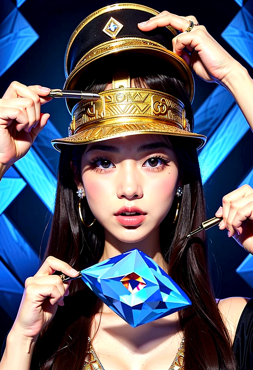 Cute puppy、Bitcoin、Cryptocurrency、rich、sunglasses、hat、hatのロゴに「D」It says in large letters:、Dynamic Jumps、Real、photograph、8K、cigar(((Too big diamond 1:9)))、Riding on a big diamond、Gold bars covering the entire wall、Jewels overflowing from a treasure chest(((D mark)))
