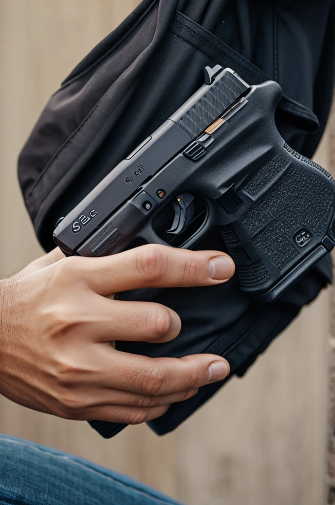 A super realistic Glock 18 held in one hand
