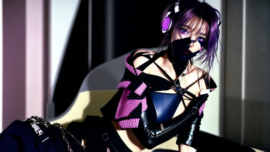 フェイスペイントをしたサイボーグのBeauty, whole body, cyber punk, Fashion Model, Beauty, masterpiece, Francis Bacon's painting style