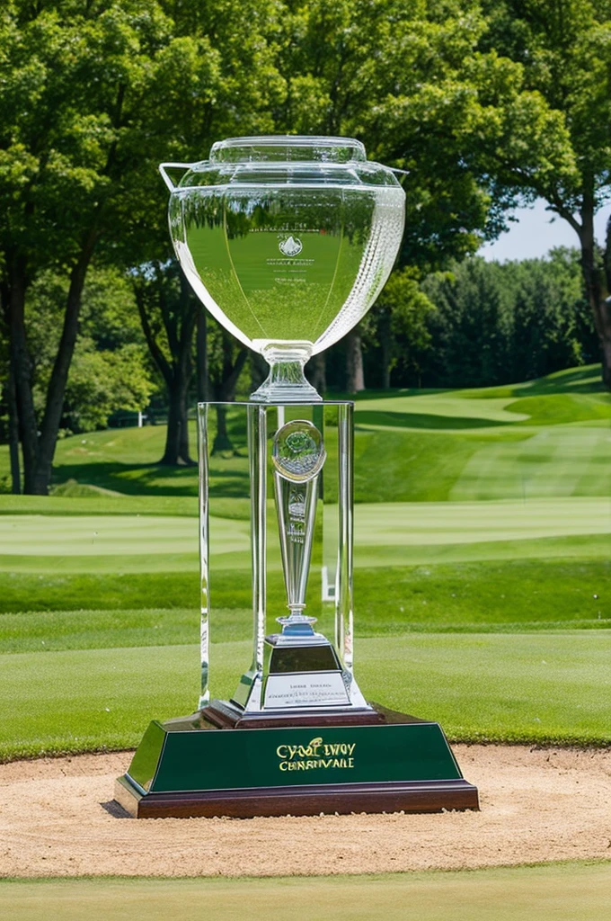 Golf competition crystal trophy without people