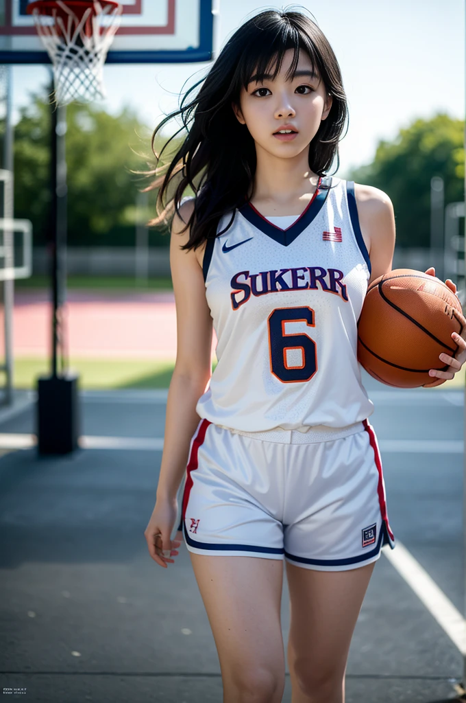 (8k, best quality, masterpiece:1.2), (realistic, photo-realistic:1.37), ultra-detailed,best quality, ultra high res, professional lighting, photon mapping, radiosity, physically-based rendering, cinematic lighting, basketball court,depth of field, sharp focus,sunbeam, good composition,(bokeh:1.2) 1girl,solo,(full body), (closed mouth),beautiful detailed eyes, pose, narrow waist,basketball uniform, black hair,messy hair,long hair floating in wind,(ulzzang-6500:1.2)
mix4, hiqcgbody