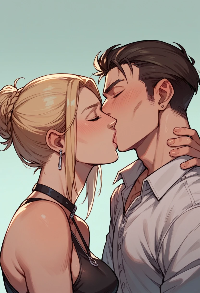 Nina Williams kissing a man