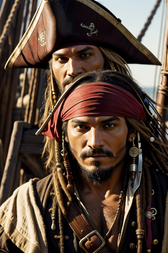 A pirate with the face of, let&#39;s say, a crazy psychopath, smiling in a very bad way 
