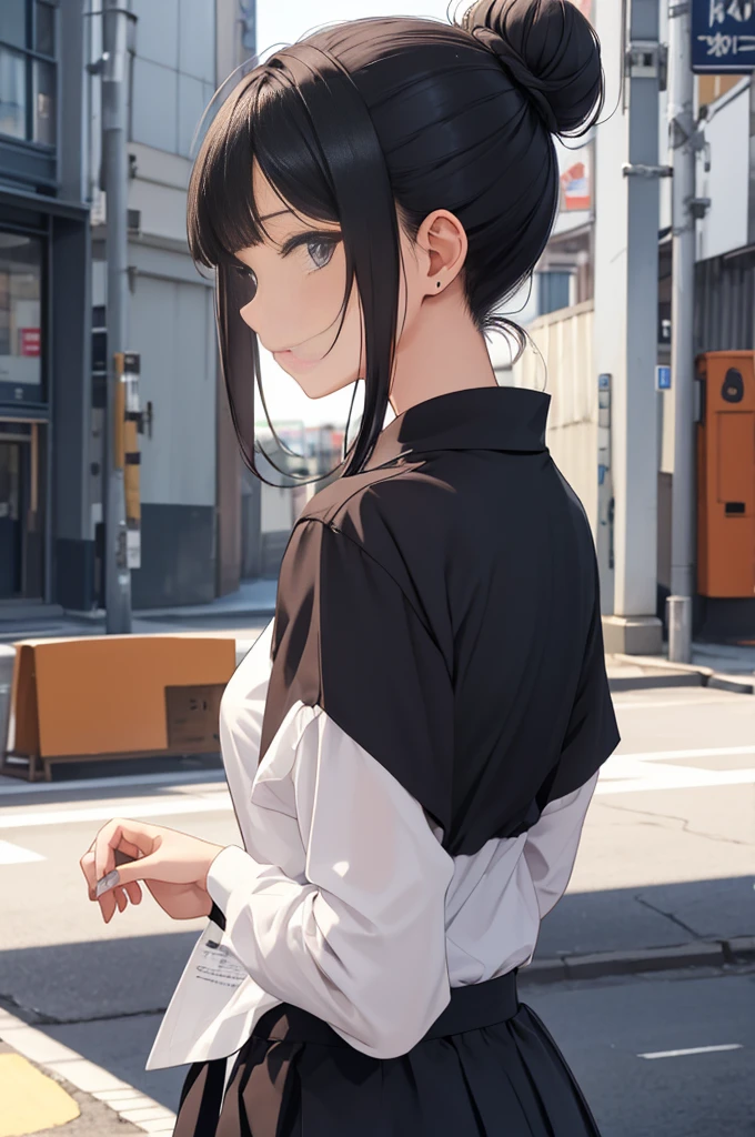 Rika is20I am a company employee.。Black hair, medium length、Updo with a bun。