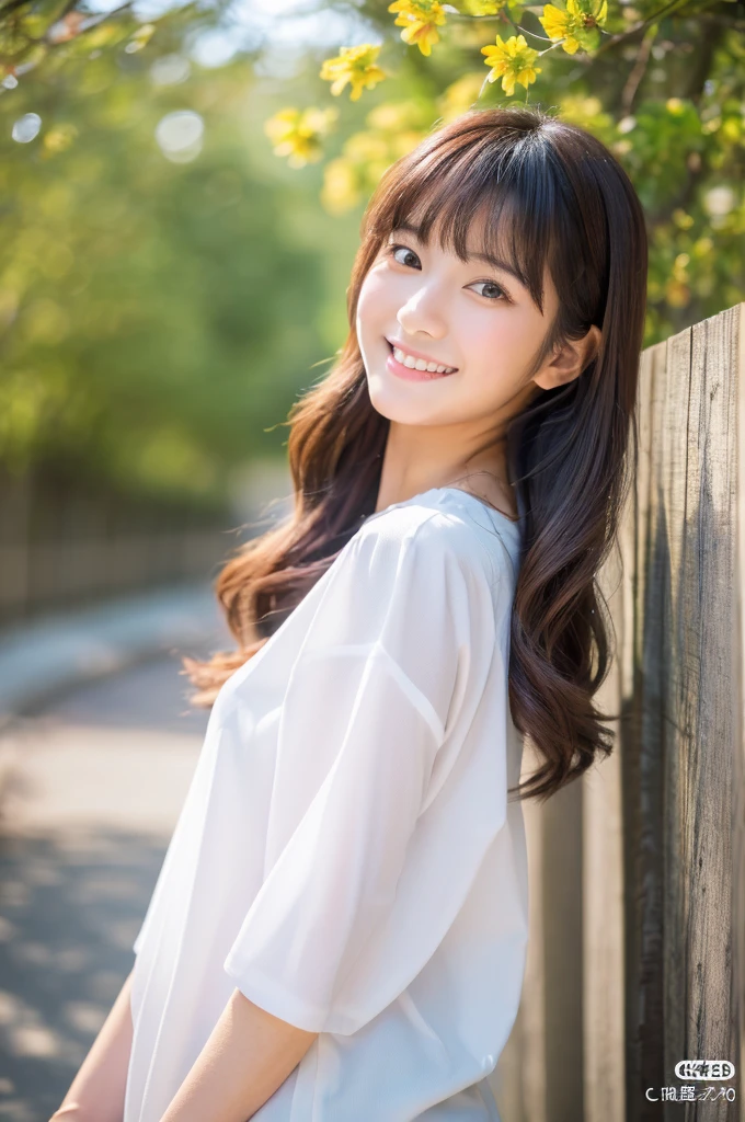 (Highest quality,In 8K,Ultra-high resolution:1.2),(Cute Japanese Girl,20-year-old),(奇跡20-year-old),20-year-oldの奇跡、Kindness、pure love、Spring short sleeves、Gravure photo、Idol Actress