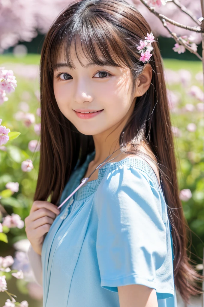 (Highest quality,In 8K,Ultra-high resolution:1.2),(Cute Japanese Girl,20-year-old),(奇跡20-year-old),20-year-oldの奇跡、Kindness、pure love、Spring short sleeves、Gravure photo、Idol Actress