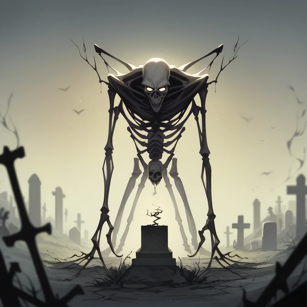 realistic photograph of mummified skeleton, on a graveyard carpet, mist, smoke, dark lighting, cinematic, moody, film grain, shallow depth of field, award winning photography, 70 mm film lens, scary, scary