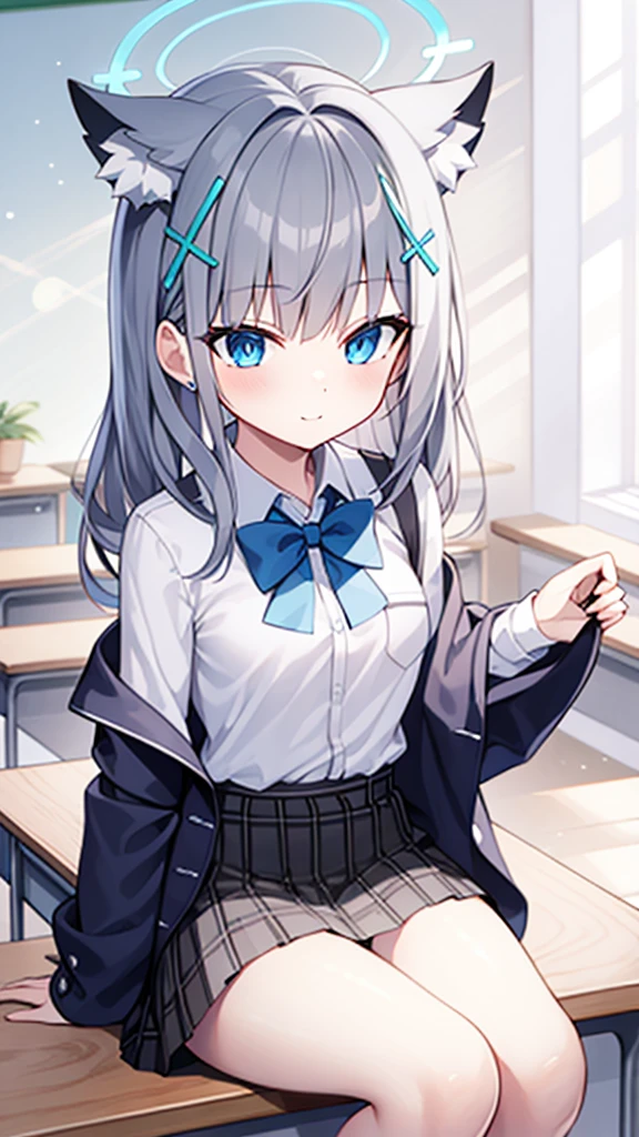 1 girl,高质量of，masterpiece，高清of， underwear, skirt, 独自of, underwear, Chest, classroom, shirt, bow, lexistg_hair, 白色of_, skirt_lift, existindoor, Smile, Open_clothing, bowtie, Umbilical cord, watch_exist_audience, clothing_lift, 白色of_shirt, table, School_, blush, School_table, Bangs, of_hair, pleexisted_skirt, blackboard, No_好of, spread_leg, 棕色of_Eye, jacket, 红色of_bow, Open_shirt, lifted_go through_我自己of, closure_Mouth, 红色of_bowtie, colla红色of_shirt, lexistg_sleeve, Side lock, Comfort_Chest, Dutch_angle, skirt_shirt, sit, leave_Shoulder, big leg, Open_jacket, Stomach, exist_table, Set, Flash, chair, 黑色of_skirt, 