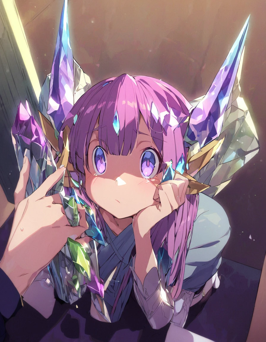 Place your hand on your cheek Perfect Fingers Insanely embarrassing Crystal Horn Shining Crystal