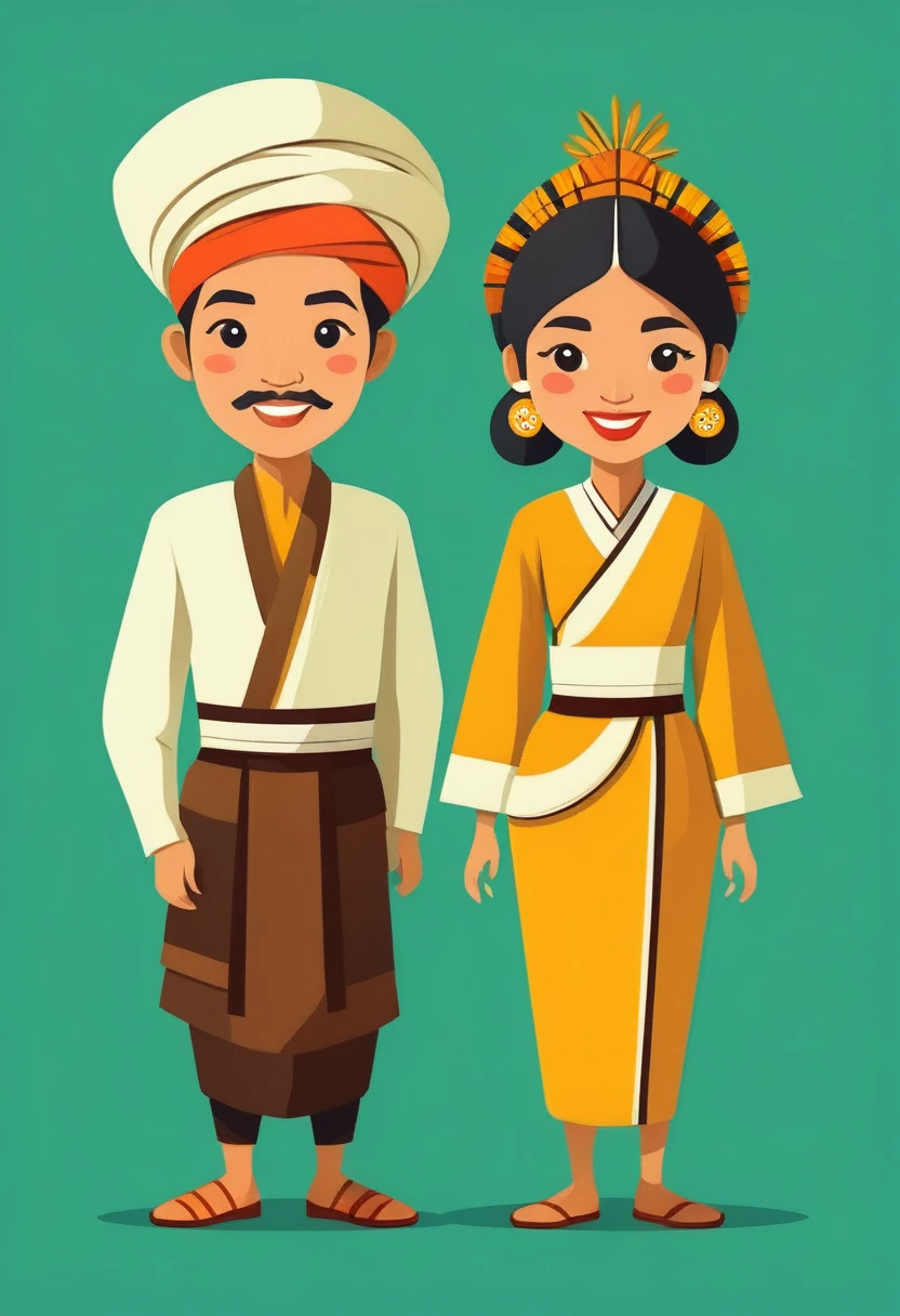 Java traditional people cartoon flat design