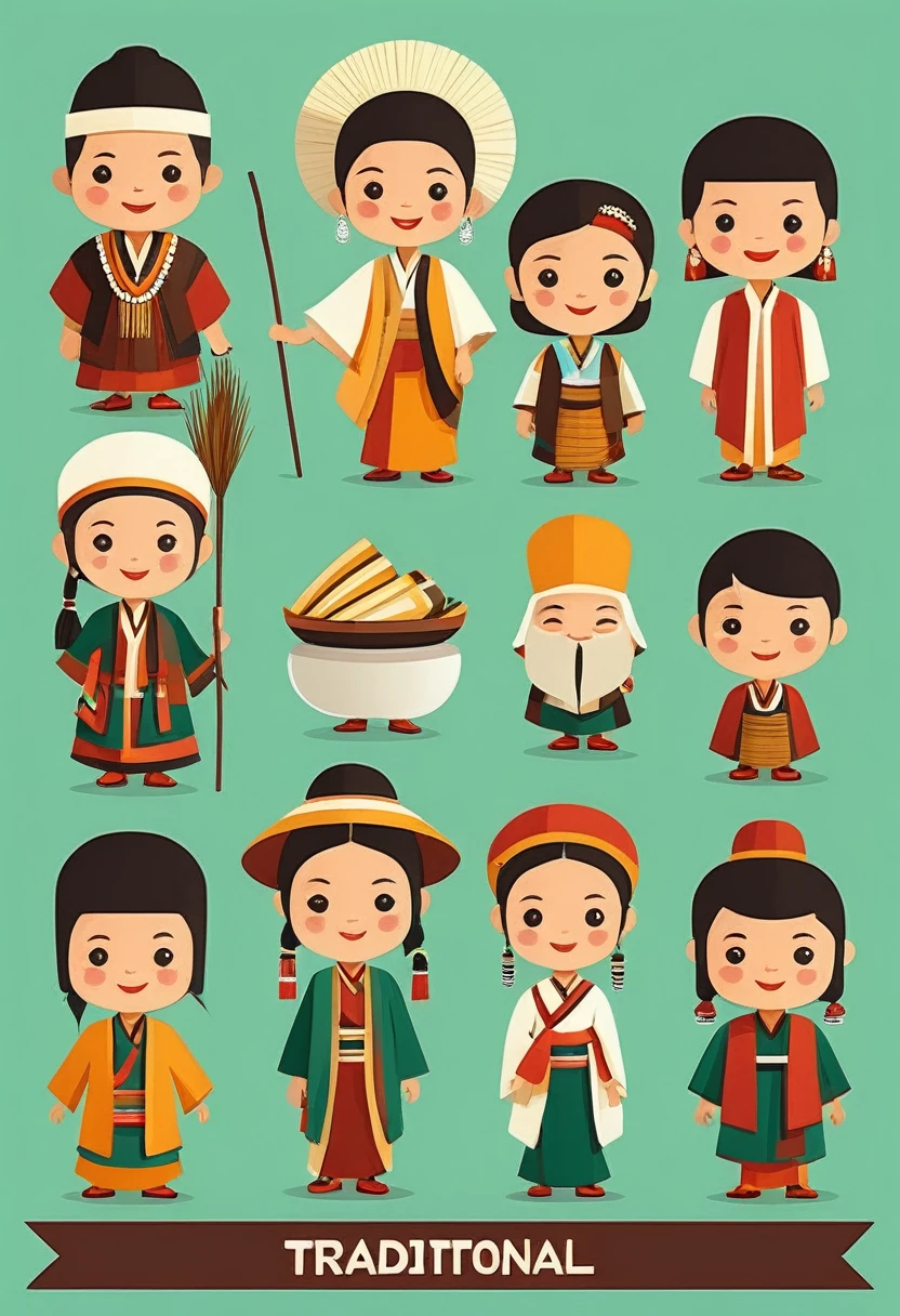 Java traditional people cartoon flat design
