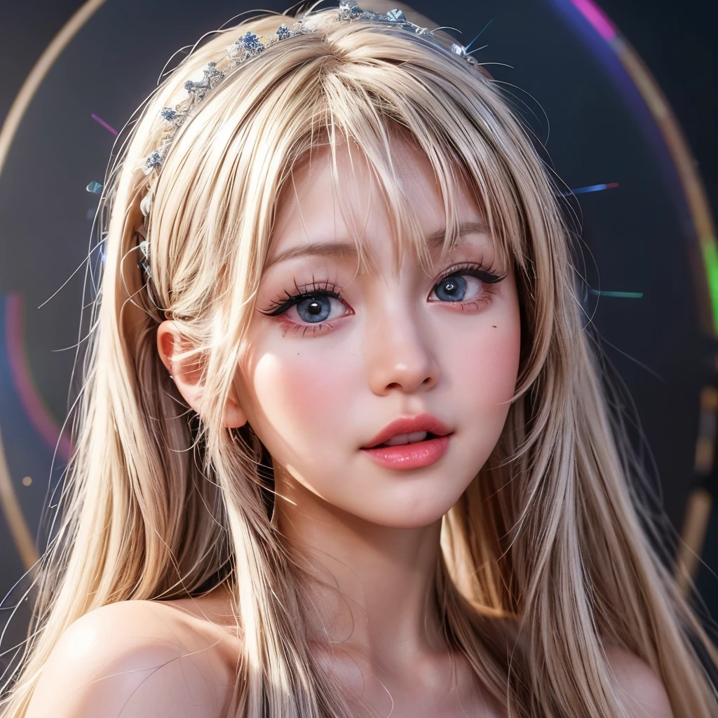 NSFW, 8k, High-level, absurd, masterpiece, best quality, primitive, very detailed CG, very detailed wallpaper, perfect lighting, Extremely detailed (((The personifying " クリスティナアギレラ " as a Little Girl))), MysticSight, Tyndall effect, Tyndall scattering, Studio gray background with (many Dazzling RainbowColor particles BokeH:1.28), (RoundlyButts, ThighGap), (Exposed:0.4), (Assfocus with looking ahead), BREAK (NOGIZAKA face variations) Extremely Detailed very KAWAII face variations, perfect ???????, Childish, captivating gaze, elaborate detailed Eyes with (sparkling highlights:1.28), long eyelashes、Glossy RED Lips with beautiful details, Coquettish tongue, Rosy cheeks, Radiant PearlSkin with clear transparency . { (Dynamic LifeLike expressions:1.4) | :d) }, (large eyes:-1) .