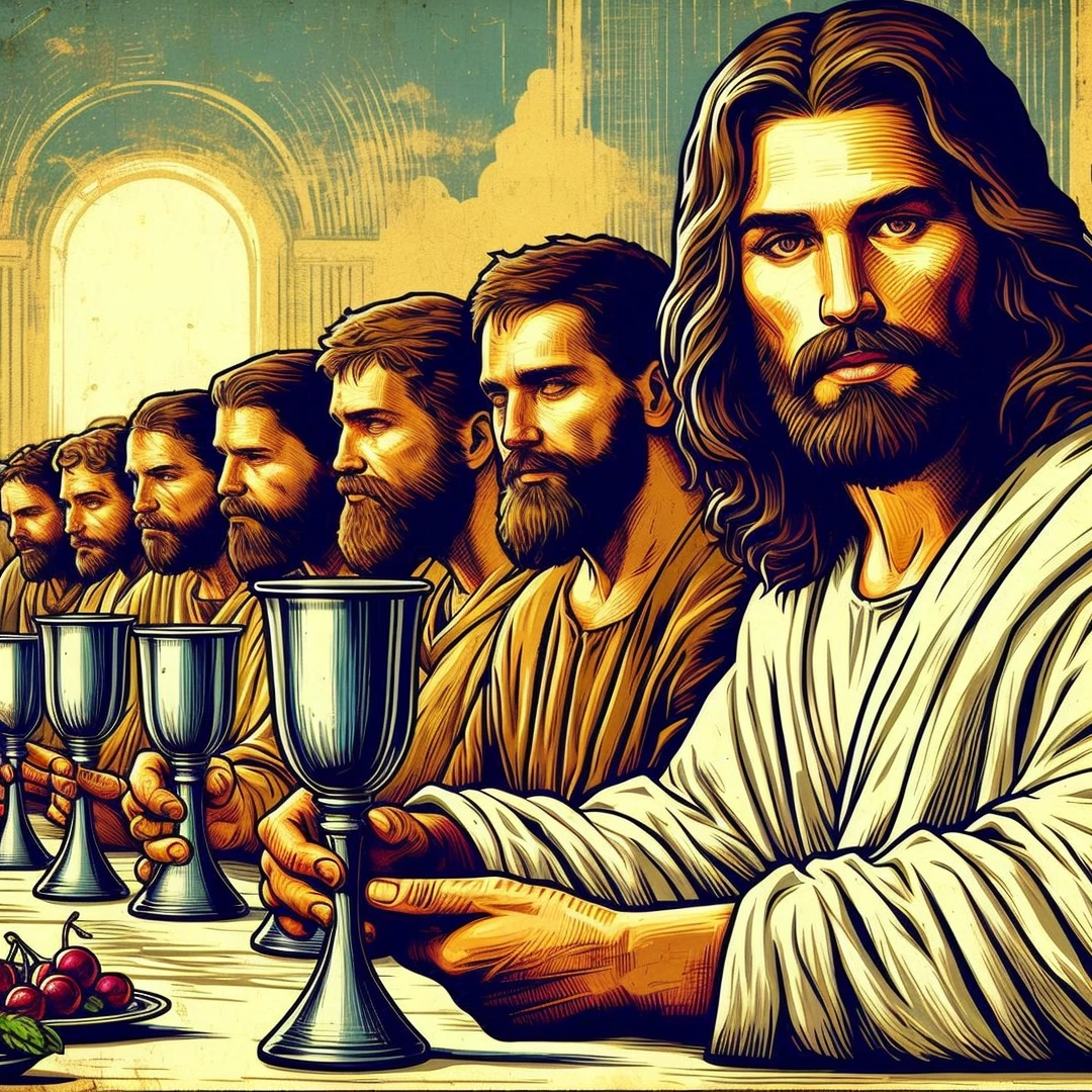 Jesus Christ and disciples 