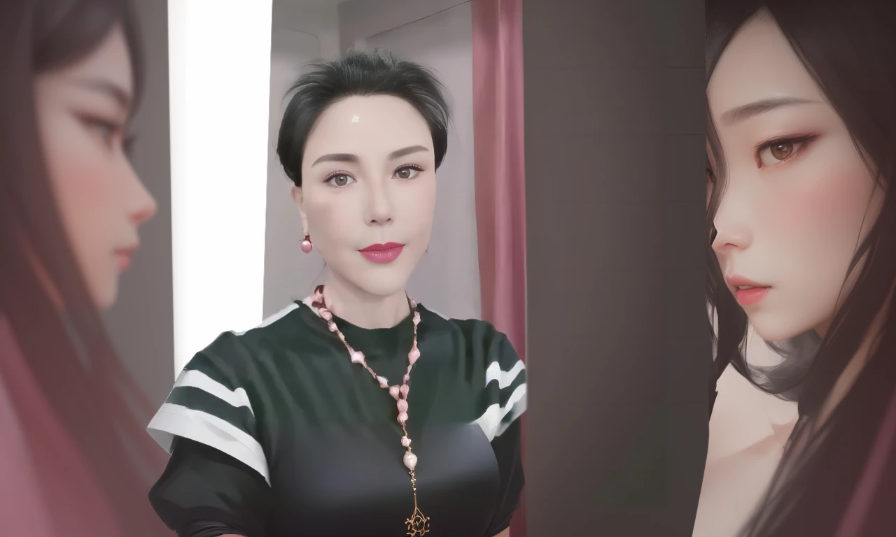 A lady wearing a necklace and earrings around her neck, The art of math of an elegant, Inspired by Shen Si Zheng, inspired by Yanjun Cheng, nft portrait, [ The art of math ]!!, High quality portrait, Inspired by Gao Cen, Inspired by Yao Tingmei, The art of math but photo, Beauvot Art Style, By Zheng Xuan (Jeong Seon) of inspiration