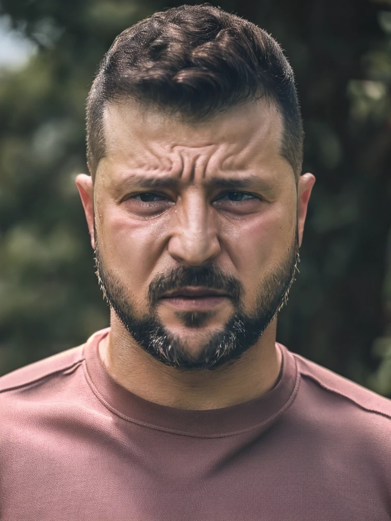 extremely detailed photo of a crying man in a pink shirt, stylish short beard, model photo shoot, 8k hd, ultra detaild, Fotografia RAW Zelenskyy