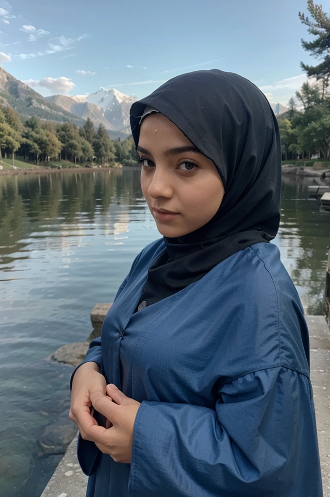 Girl in hijab by the water