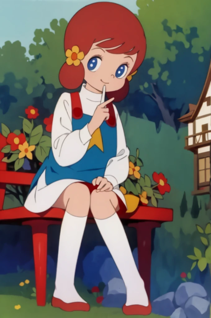 masterpiece, best quality, solo, 1girl,
chappy,
Garden、Sit on a bench、Holding a large triangular rice ball in both hands、Happy expression、Mouth wide open、晴れた日のGarden、白いのり巻きおにぎり、