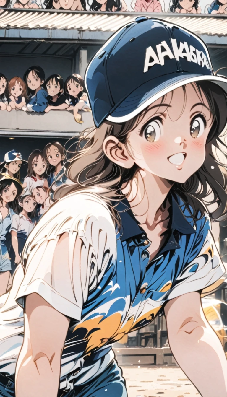 
a woman in a denim shirt and hat posing for a picture, a picture by Nagasawa Rosetsu, instagram, shin hanga, ayaka, wearing a cute hat, wearing baseball cap, narumi kakinouchi, chiho, yukii morita, wearing a baseball cap, sui ishida, aoi ogata, tsutomo nihie