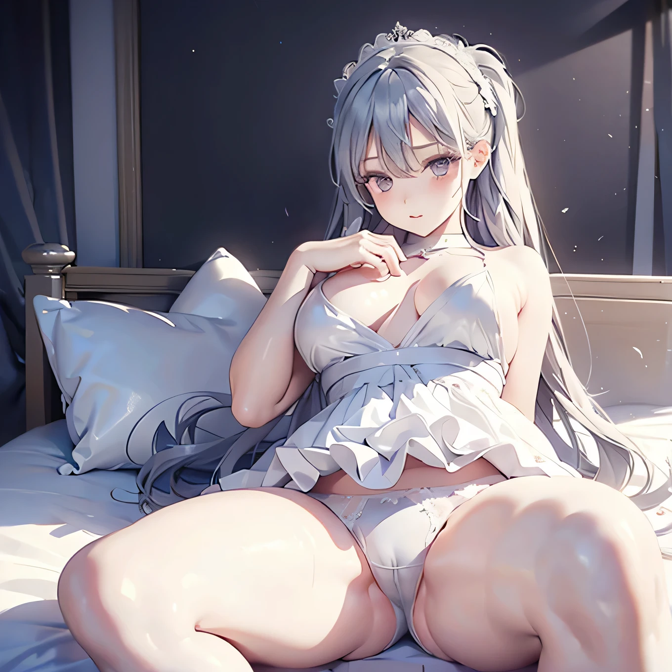 The body is backwards,Open your legs,Gray and white half-naked sleeveless wedding dress,Fat buttocks,Long purple-gray hair,Plump thighs,Innocence,Sway with the wind,Added a little flexibility,Rich in layers,Sitting on the bed,Spread your legs,sweating a lo soaked underneath
