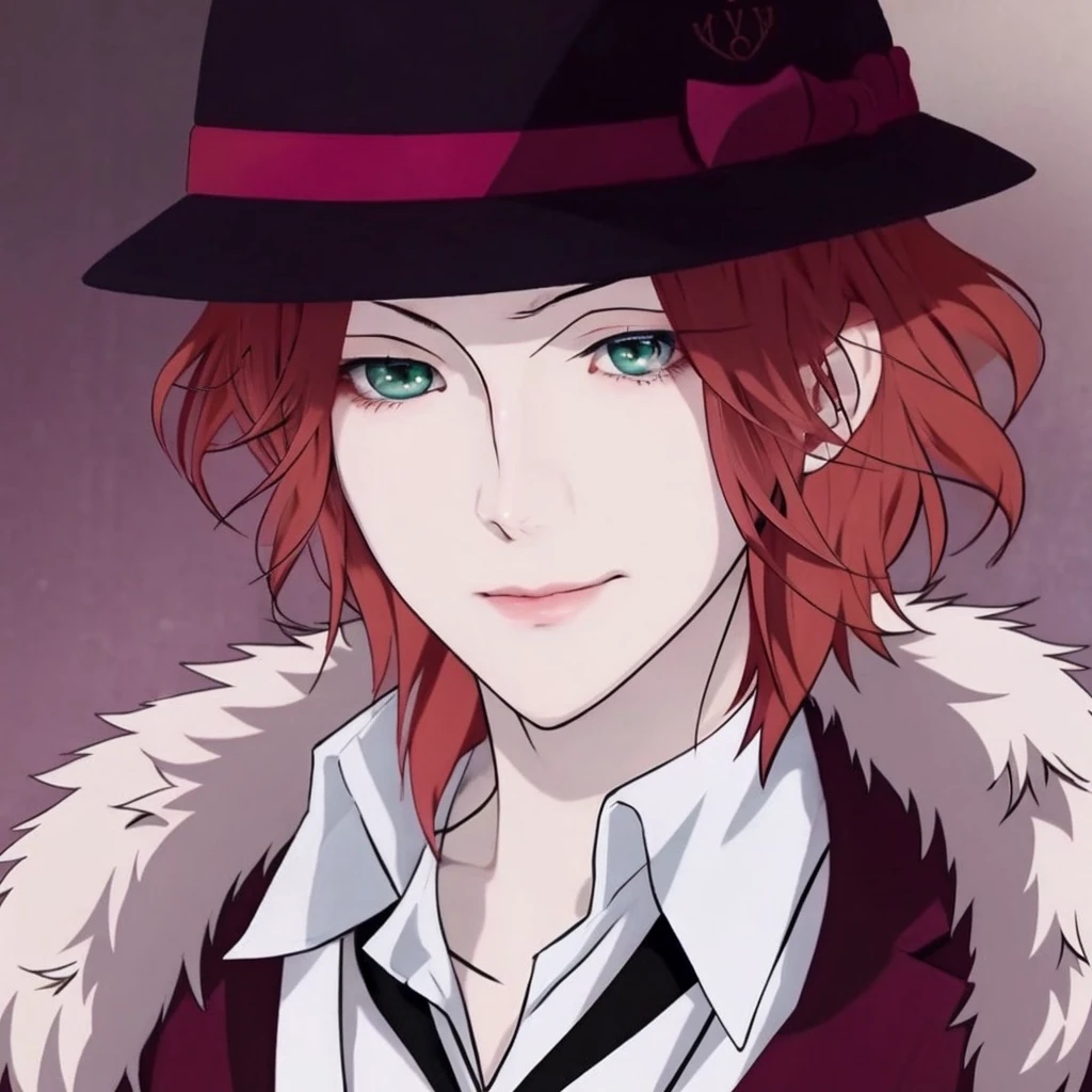 anime boy with red hair and blue eyes in a suit, laito sakamaki, diabolik lovers, anime guy with green eyes, anime handsome man, realistic, ultra details