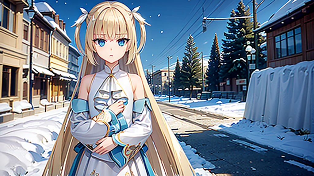 ((masterpiece)),(best quality),Official Art,Extremely detailed CG,Unity 8K wallpaper,Very detailed,Beautiful and delicate eyes,Extremely detailed face,1 girl,solitary,,(whole body:1.5),(small:1.3),，winter，Snowflakes are falling in the sky，Walk the streets，solitary独的圣诞节