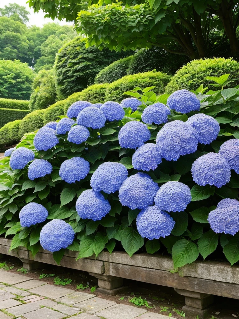 Hydrangea, lake, Small hill, Highest quality, Anatomically correct,nature