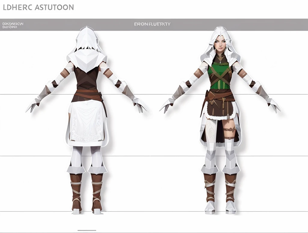 Low poly archer, –stylize 200, white background, ambient occlusion, unity engine, low poly face, a close up of front and back pose, female forest archer, rpg concept art character, fantasy d&d character, rpg character concept art, rpg character art, d & d fantasy character, female elf, rpg character, dnd character design concept art, character design from d & d, fantasy character design, d & d character design, low poly art style, low polygon, ((low polygonal)), ((organic shapes and lines)), (low poly art style), (((low poly)))