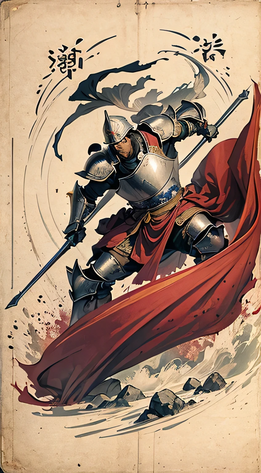 On the bloody battlefield，Emperor in Armor，Leading soldiers to fight bloody battles，Taoist Bagua diagram floating in the sky