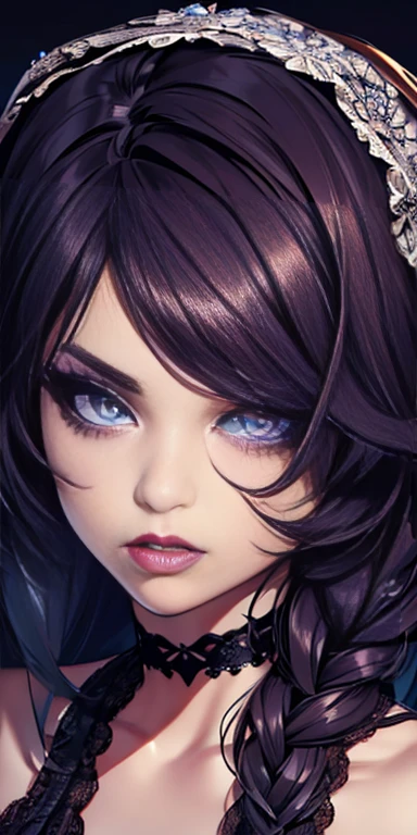 foreground , extraordinary beauty and very detailed, eyes and eyeliner, gothic makeup thick lips,solo face high resolution levels 12k image 1.2 high resolution 