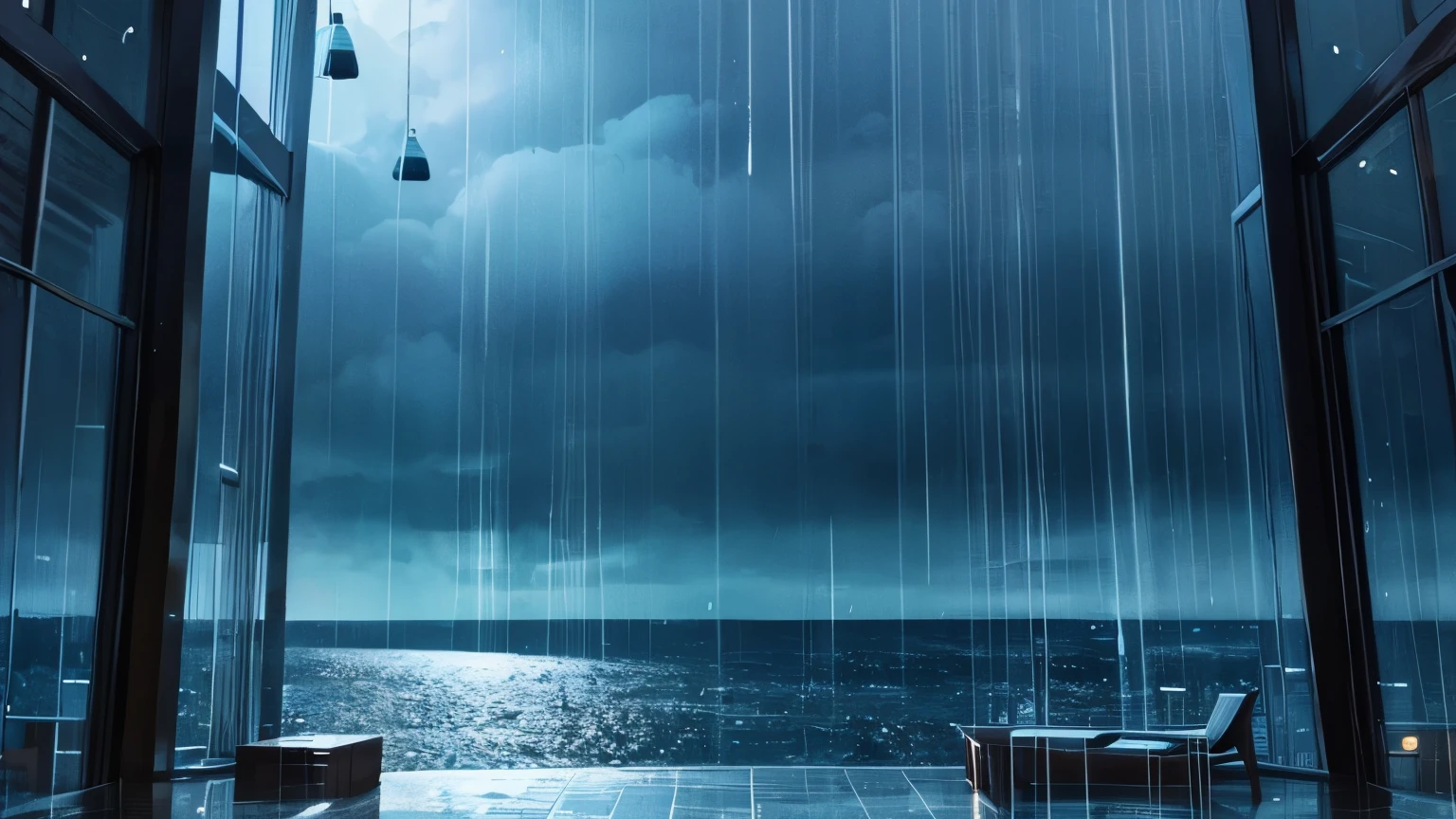 Beautiful rainy night scenery