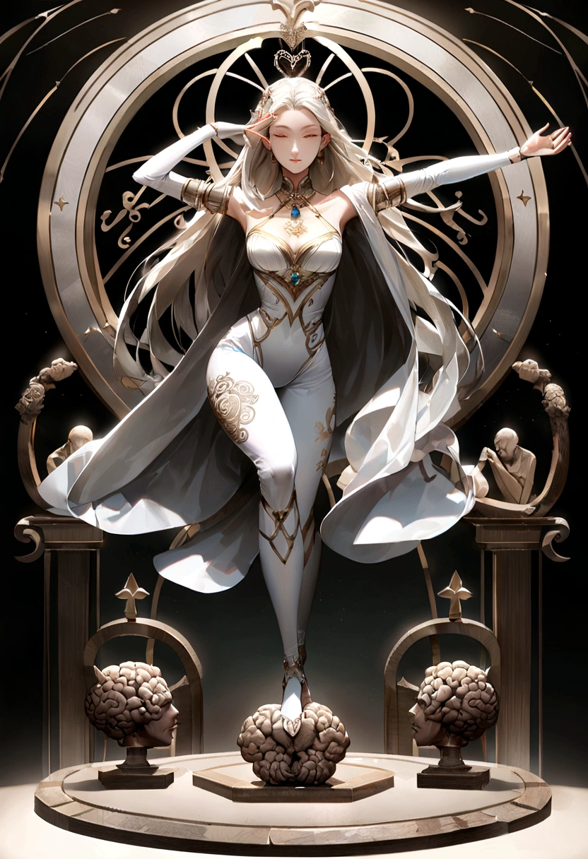 Draw a tattoo design featuring a human figure in a yoga pose, with an anatomical heart and brain floating alongside the body. A frase 'I'm doing everything I can' pode ser escrita em uma espiral ao redor da figura, symbolizing effort, balance and harmony, with subtle and elegant features."