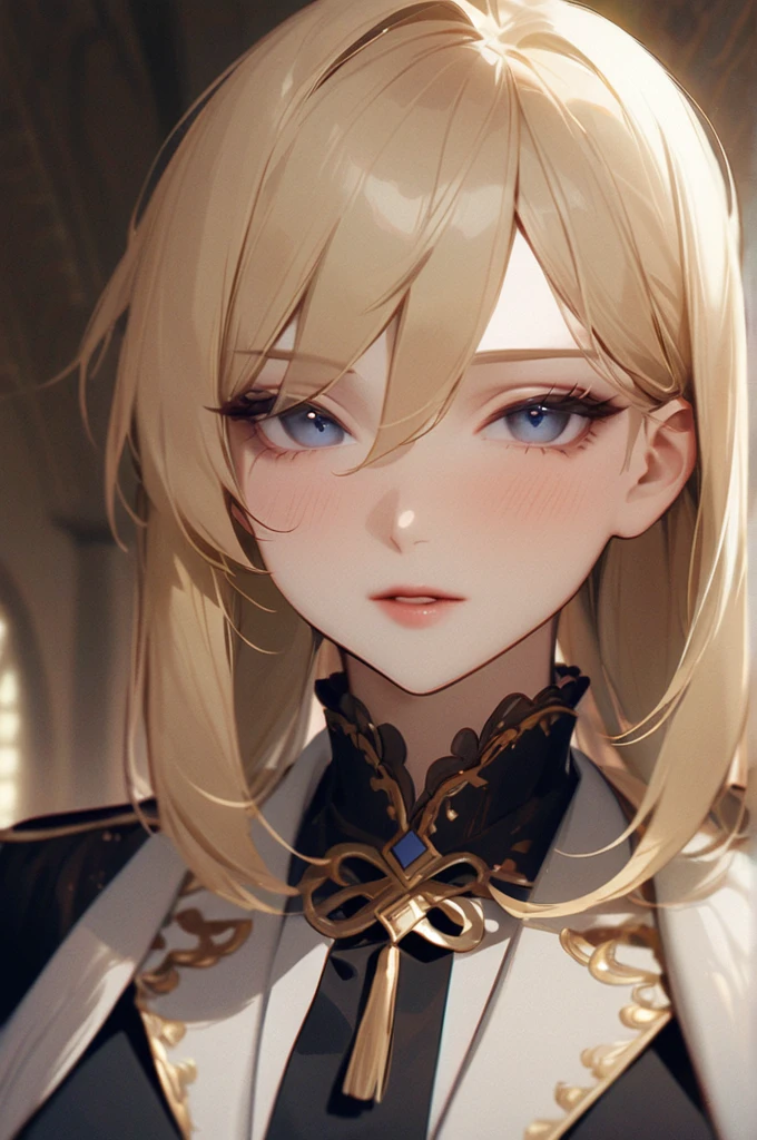 ((Лучшее качество)), ((шедевр)), (подробный), ((((masterpiece)))), ((((high quality)))), anime, solo, artoria pendragon, blonde hair, (((seductive look))), ??? in mouth, busty, decolete, ((half body)), look at viewer