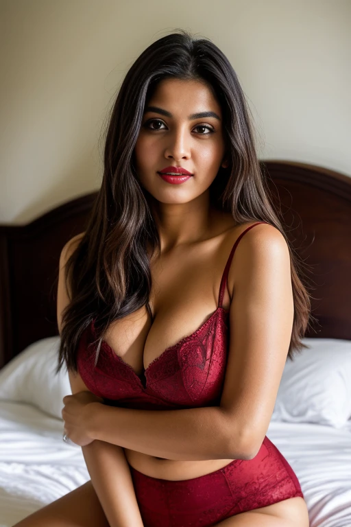 photo portrait of beautiful busty indian female model, fatty healthy posing inside her bedroom, winter morning, looking at viewer, lense flare, (realistic eyes, symmetric face:0.8) (masterpiece:1.2) (photorealistic:1.2) (bokeh) (best quality) (detailed skin) (intricate) (8k) (HDR) (cinematic lighting) (sharp focus), big breast, big natural lips, dark red lips, sparkling day dreams eyes.