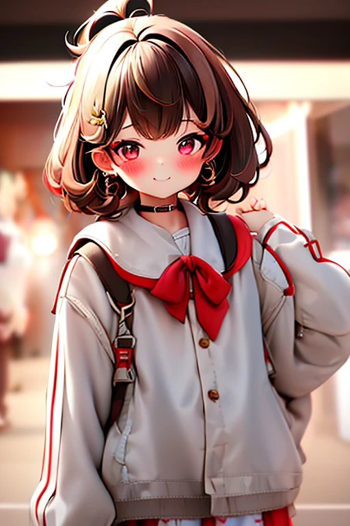 One girl,Selfie,Selfie,Red eyeshadow, Brown Hairショートヘアー,Korean beauty style,Feminine fashion female characters,White shirt,Black Mini Skirt,smile, Close your mouth,alone,Natural pose,Brown Hair,bracelet,SPYfamily_Similar to Anya,Korean Style,Korean,かわいいKorean,Natural Makeup,cute,Earrings,Depth of written boundary